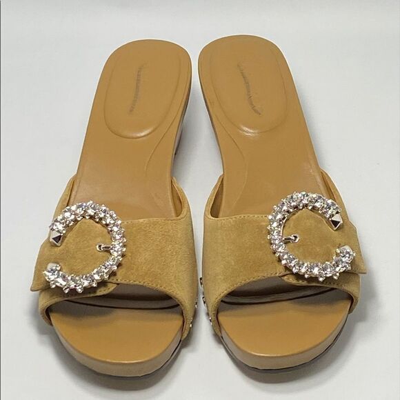Jimmy Choo Arlia Suede Crystal Buckle Casual Wedge Sandals size 40 - Picture 4 of 13